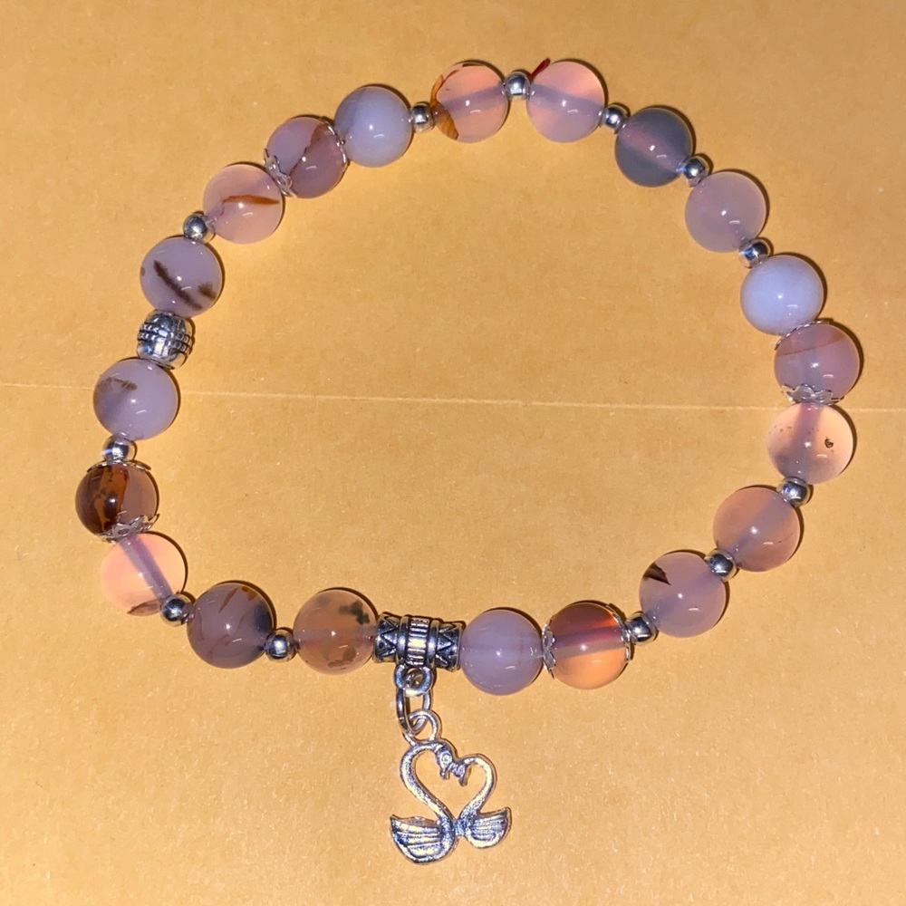 Beautiful Crystal Agate Swan Bracelet